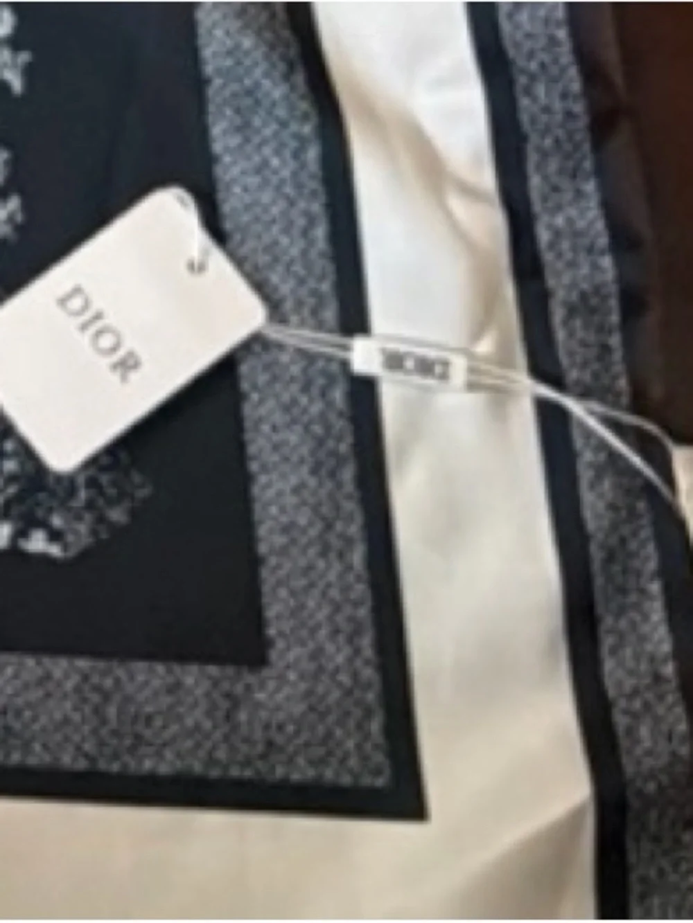 Dior Black and White Silk Scarf with Toile Motif
